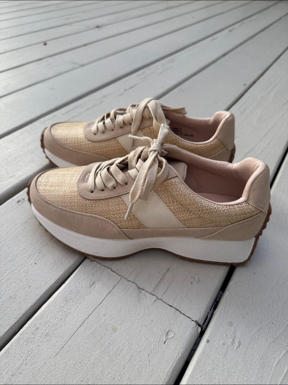 Dolce Vita Beige Woven Platform Sneakers